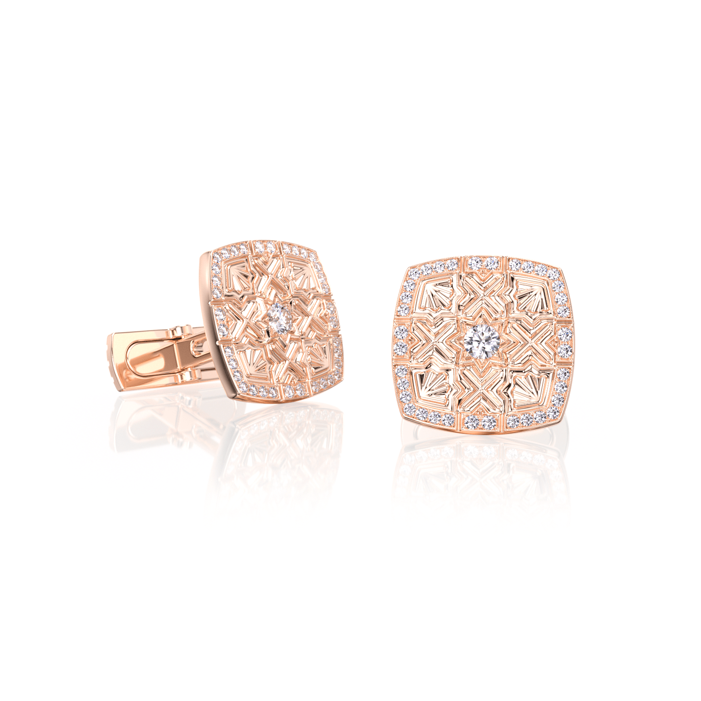 Boutons de manchette Moucharabieh Or Rose / Or Blanc / Or Jaune