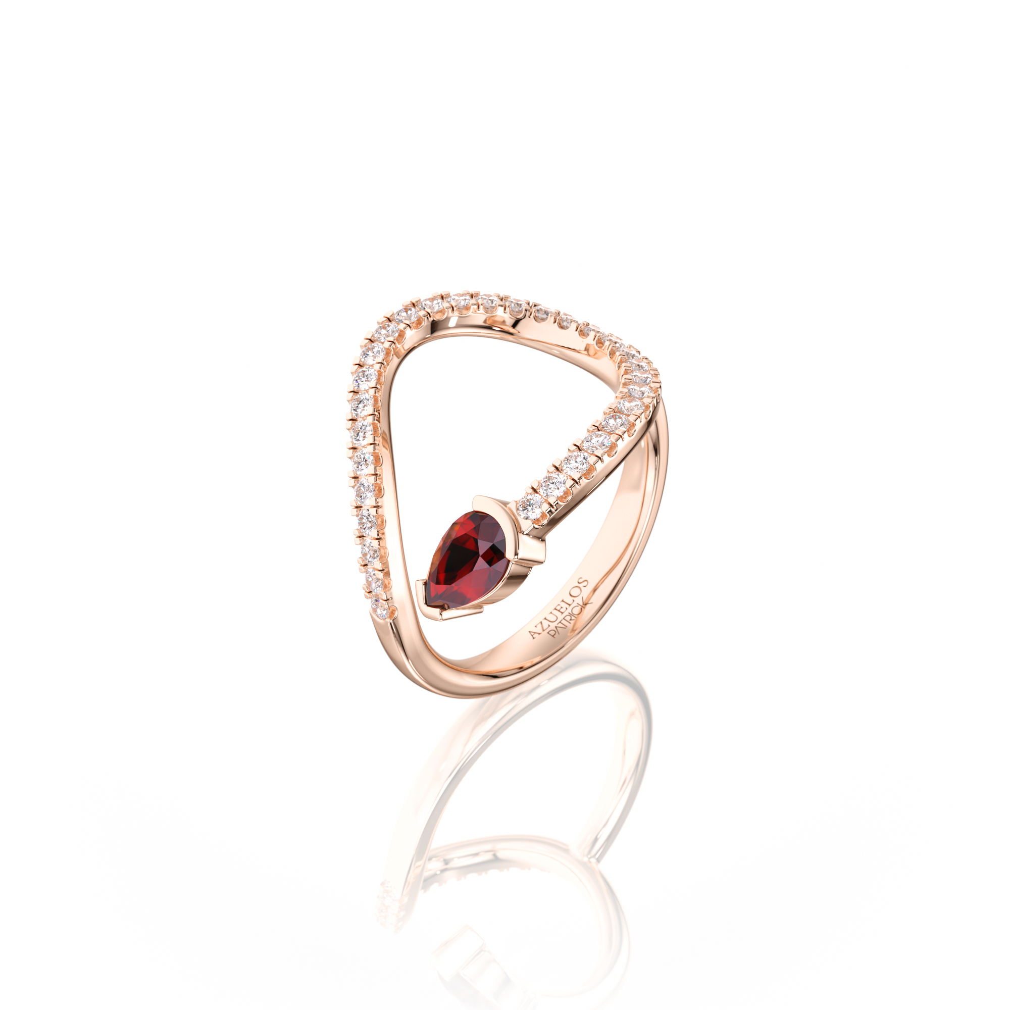 Bague Serpent Or Rose & Pierre Grenat
