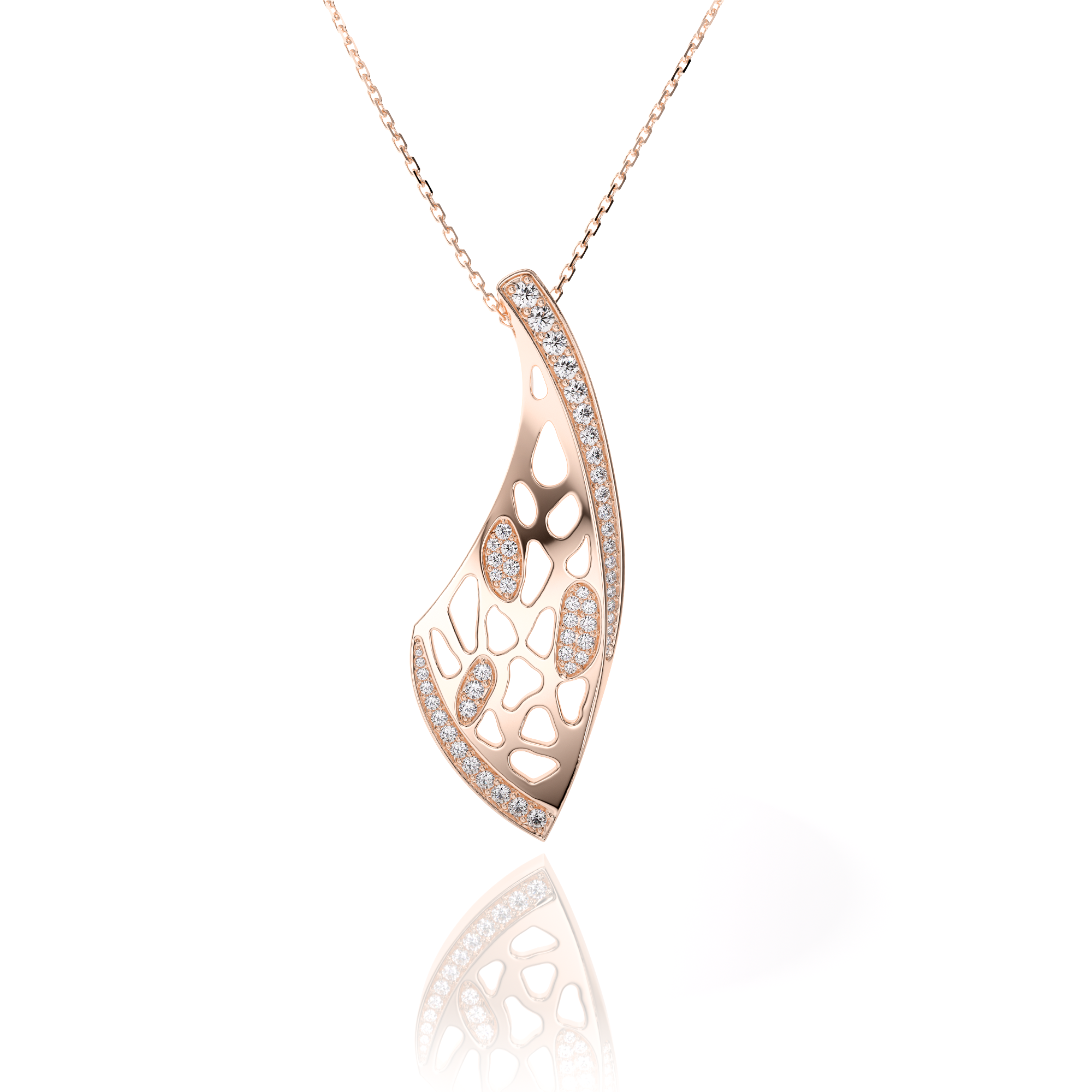 Pendentif Cosmos Vega Or Rose Serti