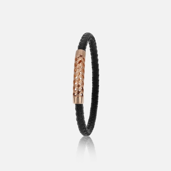 Bracelet Tresse Cuir Noir