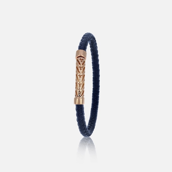 Bracelet Amazigh Cuir Bleu