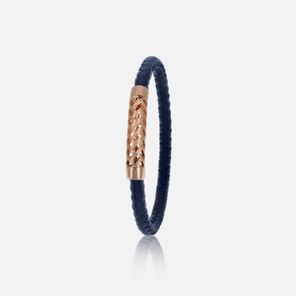 Bracelet Tresse Cuir Bleu