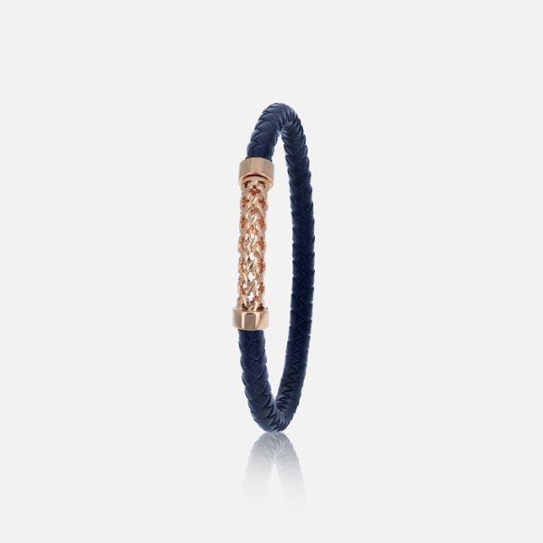 Bracelet Moucharabieh Cuir Bleu