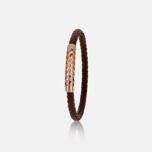 Bracelet Tresse Cuir Marron