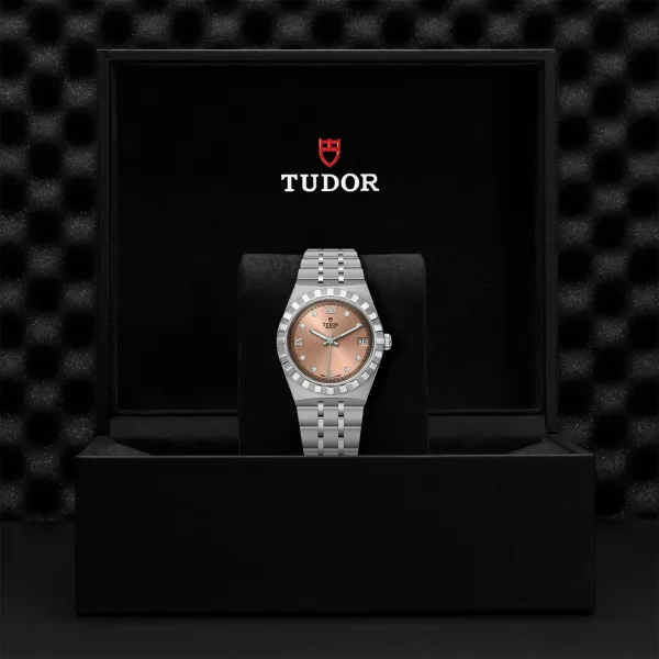 Montre TUDOR Royal boîtier en acier, 34 mm, cadran serti de diamants