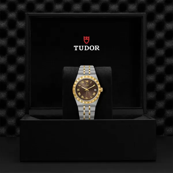 Montre TUDOR Royal boîtier en acier, 34 mm, lunette en or jaune