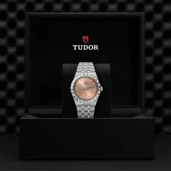 Montre TUDOR Royal boîtier en acier, 38 mm, cadran serti de diamants