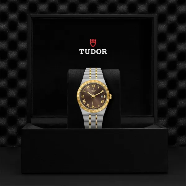 Montre TUDOR Royal boîtier en acier, 38 mm, lunette en or jaune