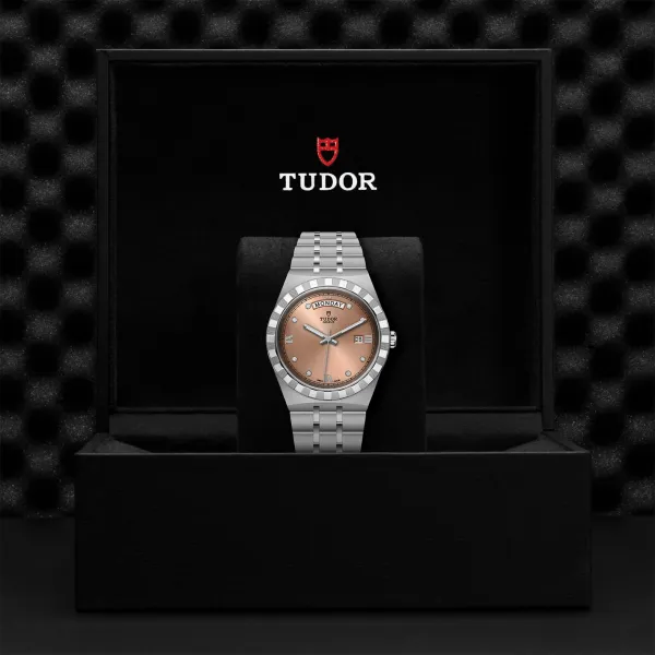 Montre TUDOR Royal boîtier en acier, 41 mm, cadran serti de diamants