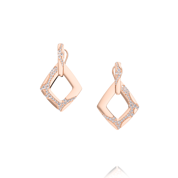 Boucles d'oreilles Ruisseau de Diamant Carré