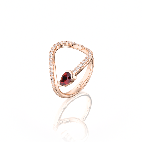 Bague Serpent Or Rose & Pierre Grenat