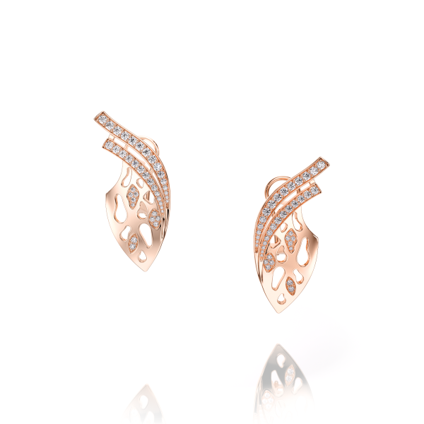 Boucles D'oreilles Cosmos Vega Or Rose Serties